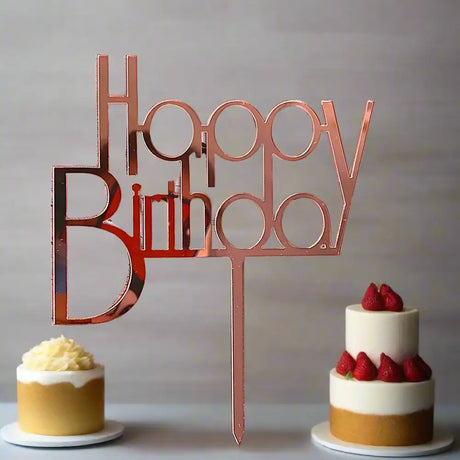 Cake Topper Happy Birthday – Rose Gold