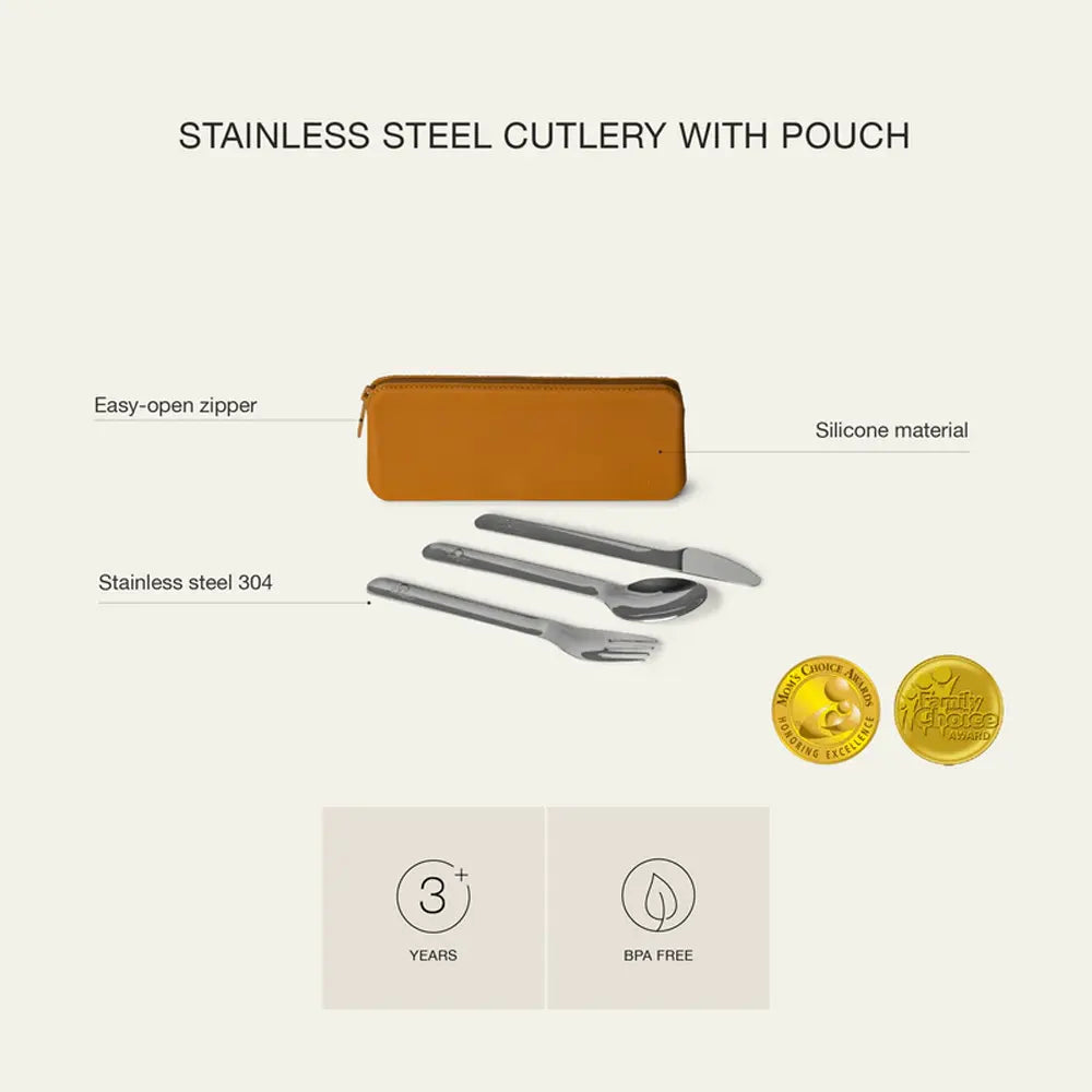 Citron Set de Couverts en Acier Inoxydable avec Pochette – Caramel