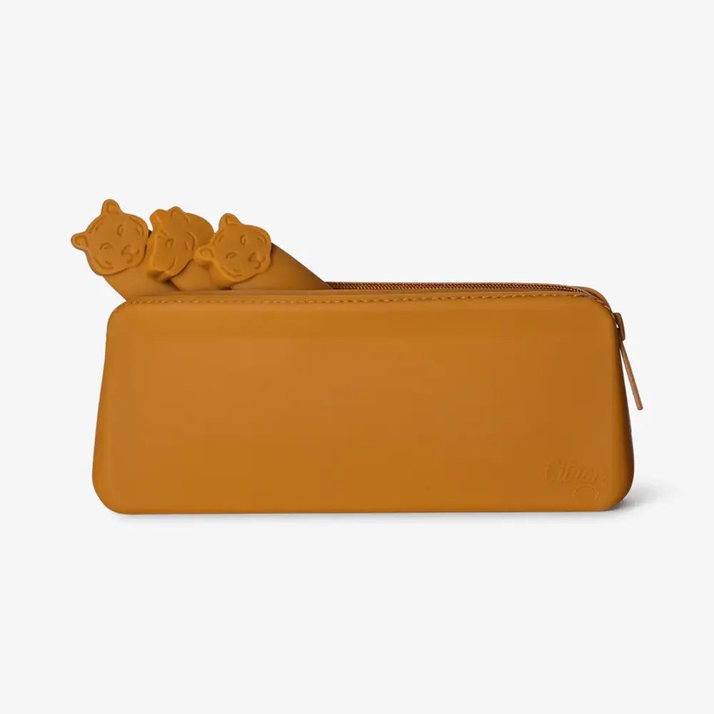Citron Set de Couverts en Silicone avec Pochette - Tiger Caramel