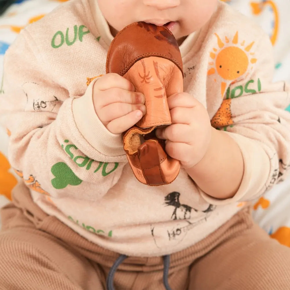 كيوتشيز خف أطفال جلدي – نخلة بنية