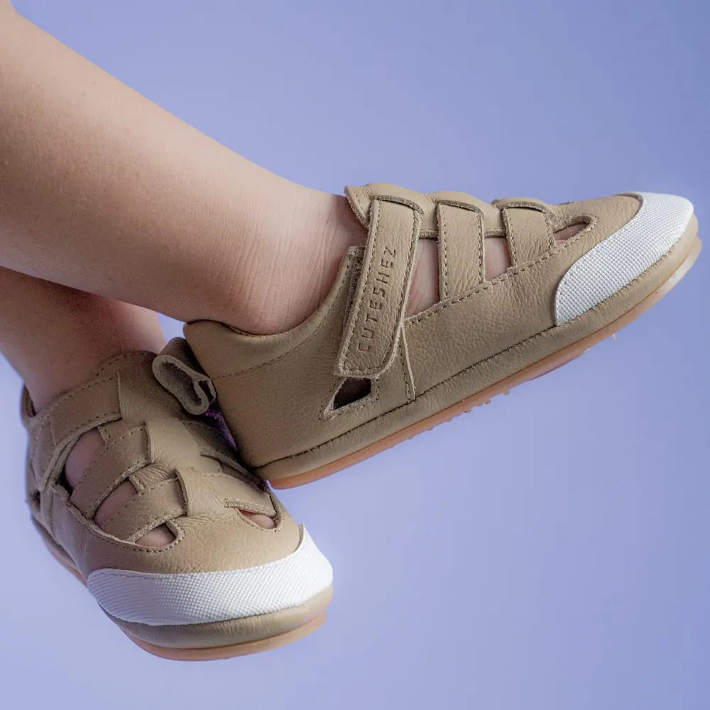 Cuteshez Sandales Premiers Pas en Cuir Souple - Beige