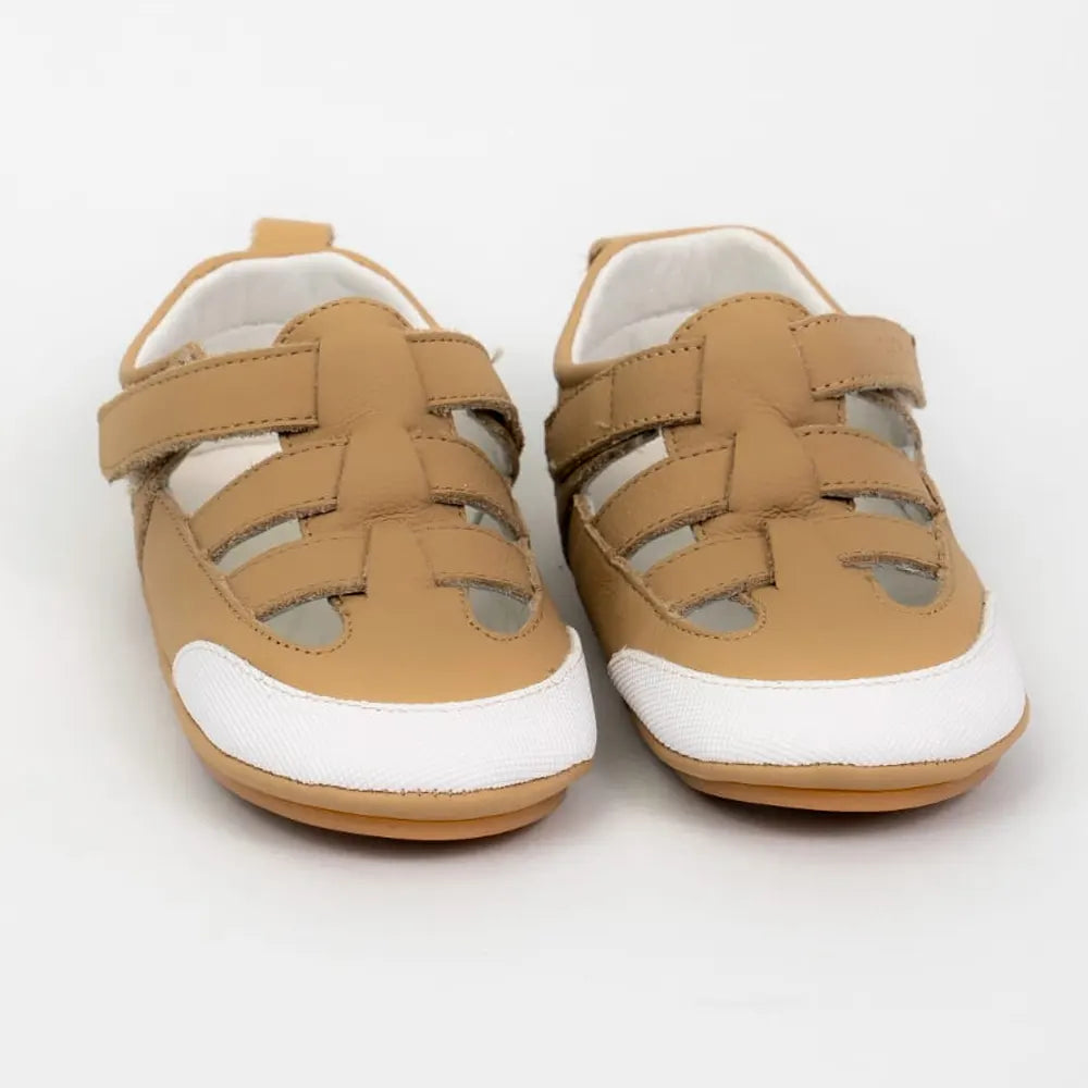 Cuteshez Sandales Premiers Pas en Cuir Souple - Beige