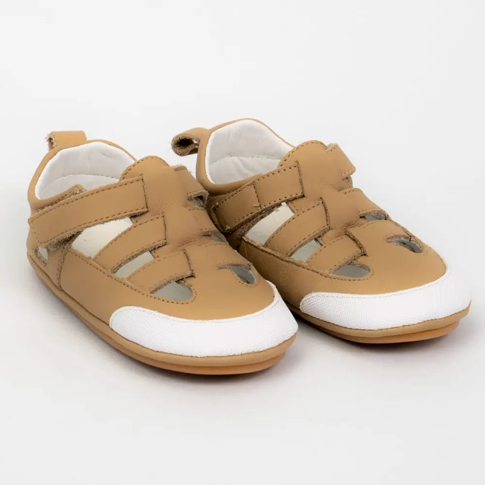 Cuteshez Sandales Premiers Pas en Cuir Souple - Beige