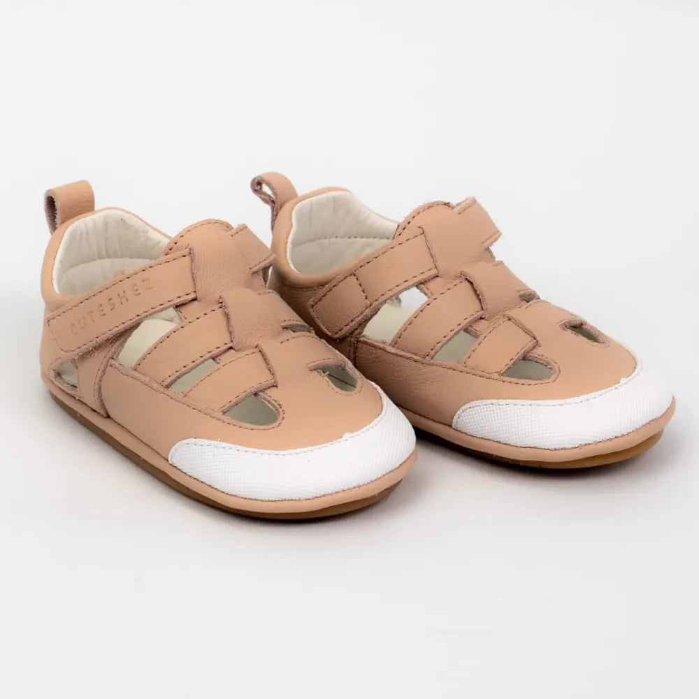 Cuteshez Sandalias para primeros pasos de cuero suave - Rosa