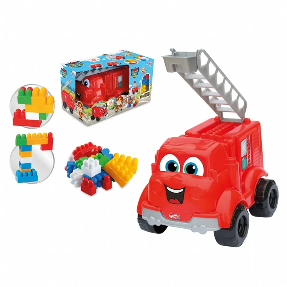 Dede Camion de Pompiers avec 30 Blocs de Construction - 3A+
