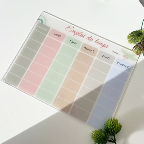 Emploi du temps en plexiglass