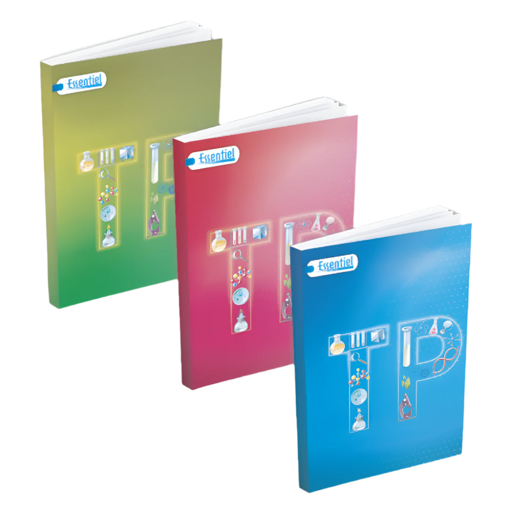 Essentiel Cuaderno grapado para trabajos prácticos con rayas Séyès de 60 g A4 - 192 páginas (Portada aleatoria)