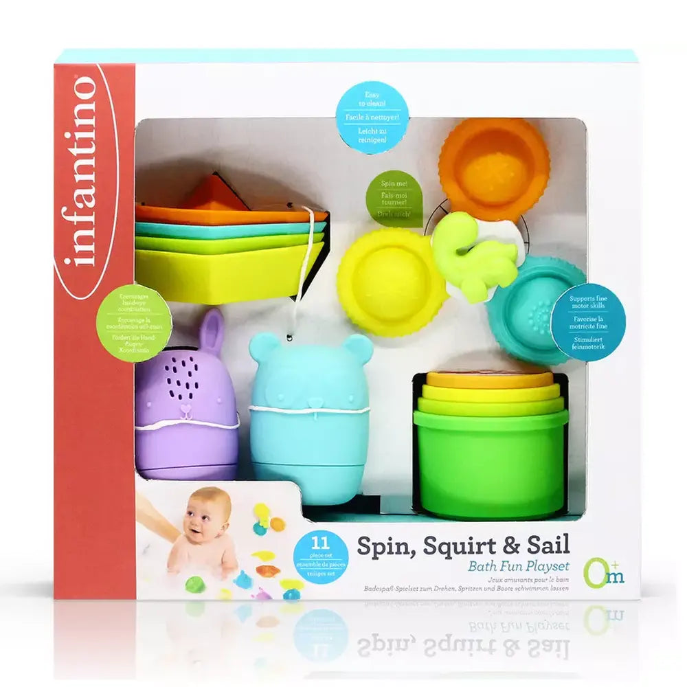 Infantino Coffret Jouets de Bain en Silicone 11 Pièces – 0M+