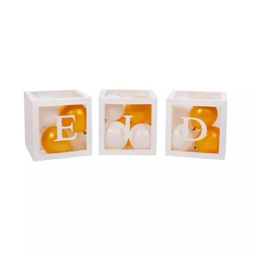 Kit de 3 Boîtes à Ballons avec Décor EID