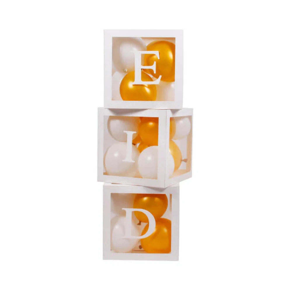 Kit de 3 Boîtes à Ballons avec Décor EID