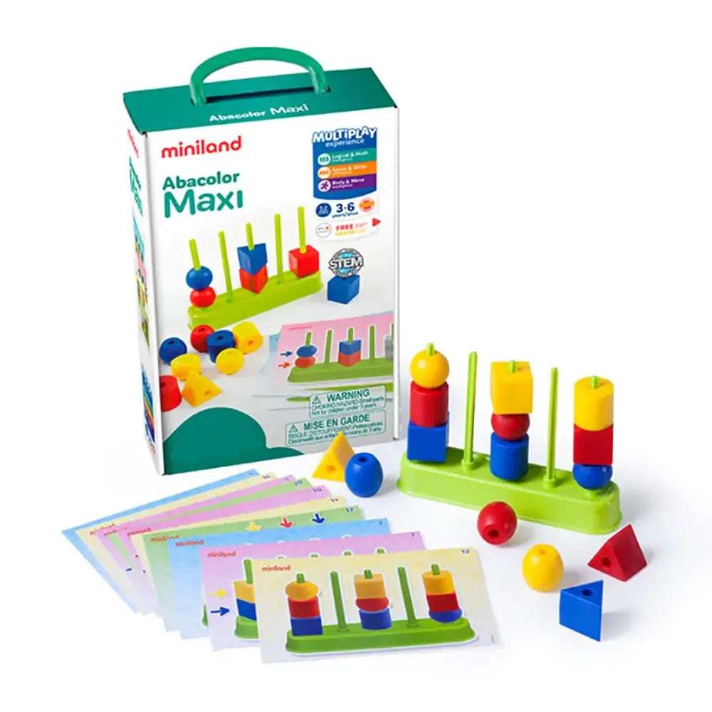 Miniland Blocs De Construction 60 Pièces Multicolores – Avec Roues & Guide Pédagogique – Dès 3 Ans