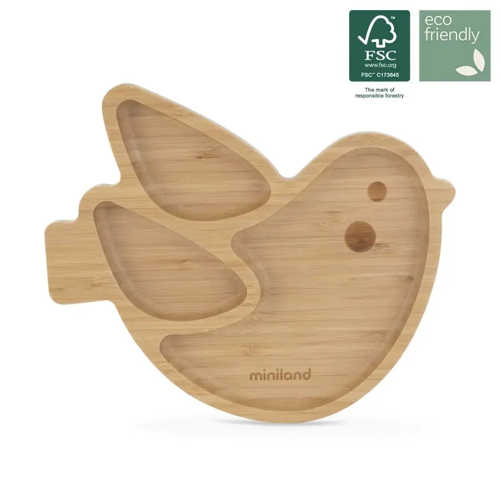 Miniland Assiette en Bois - Oiseau