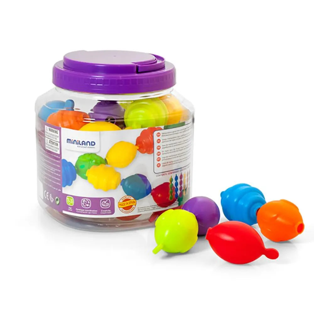 Miniland Enfilage Maxi Chaîne - 24 Pièces - 18M+