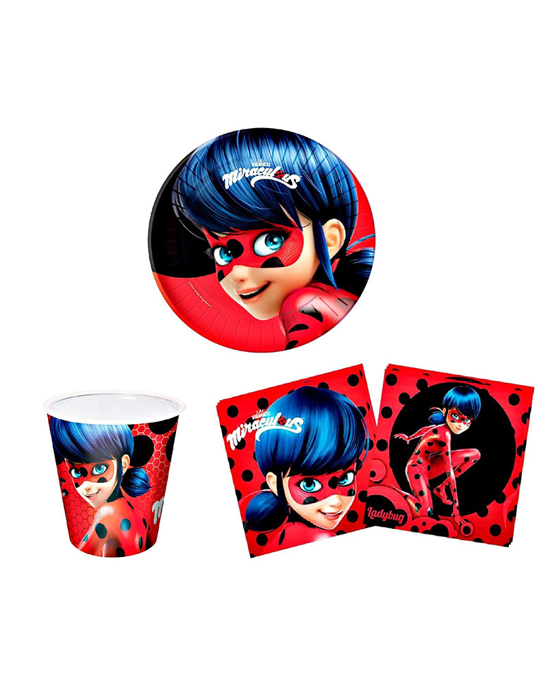 Pack de 10 Serviettes & Assiettes & Gobelets - Miraculous