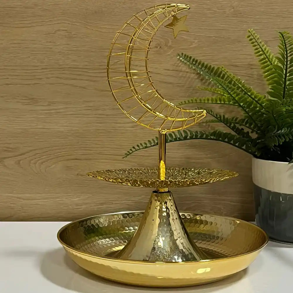 Plateau de Présentation à 2 Niveaux avec Lune Lumineuse – 29 x 25cm