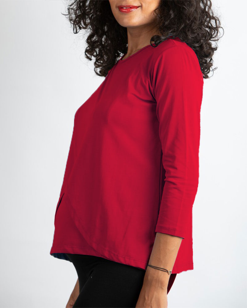 Citrouille Haut Croisé De Grossesse et d'Allaitement - Rouge