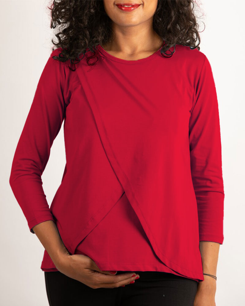 Citrouille Haut Croisé De Grossesse et d'Allaitement - Rouge