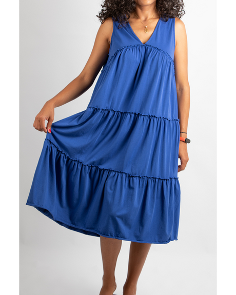 Citrouille Robe De Grossesse Sans Manches - Bleu Azur