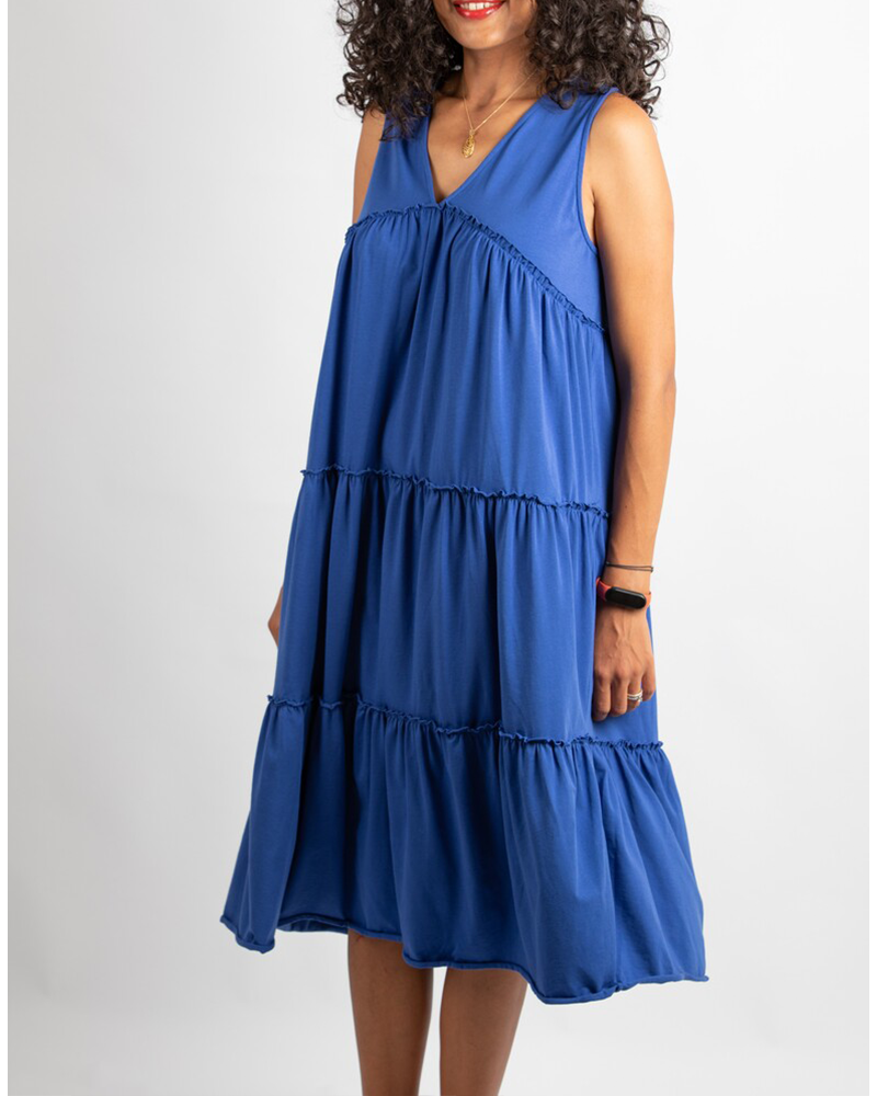 Citrouille Robe De Grossesse Sans Manches - Bleu Azur