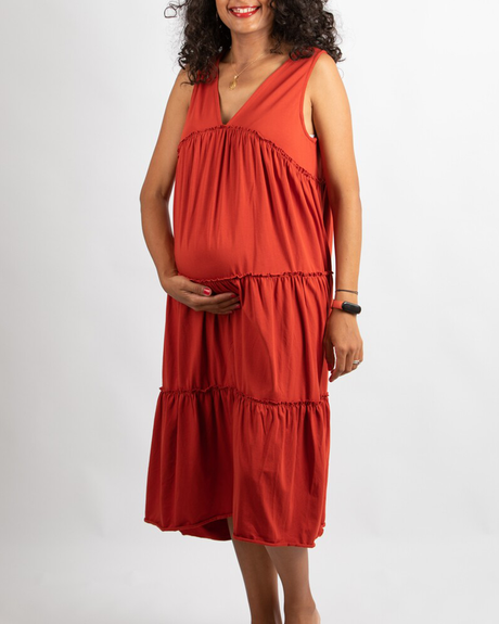 Citrouille Robe De Grossesse Sans Manches - Terracota