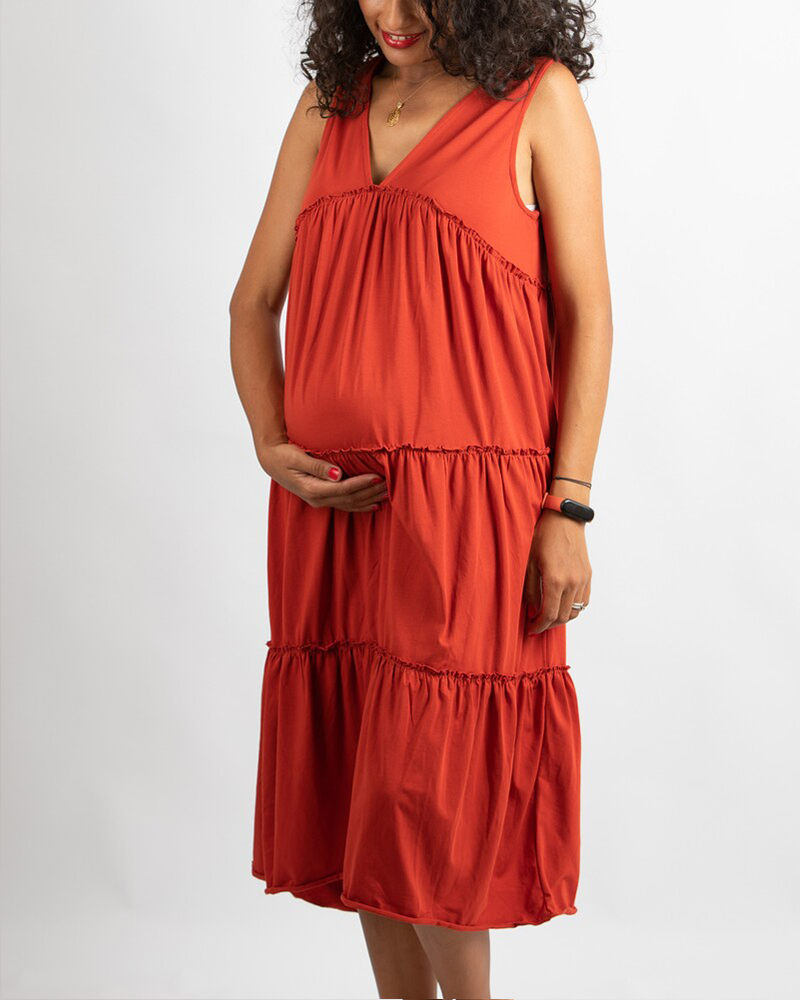 Citrouille Robe De Grossesse Sans Manches - Terracota