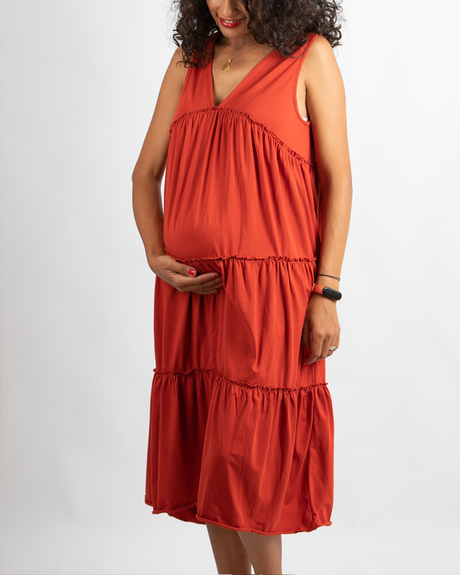 Citrouille Robe De Grossesse Sans Manches - Terracota