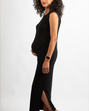 Citrouille Robe Longue de Grossesse Sans Manches - Noir
