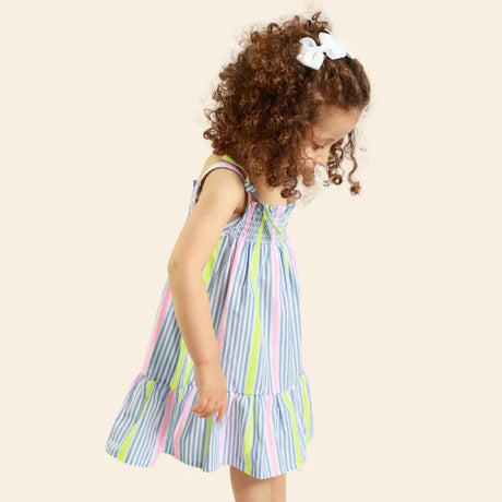 Robe Ania Rayée à Bretelles Nouées – Multicolores