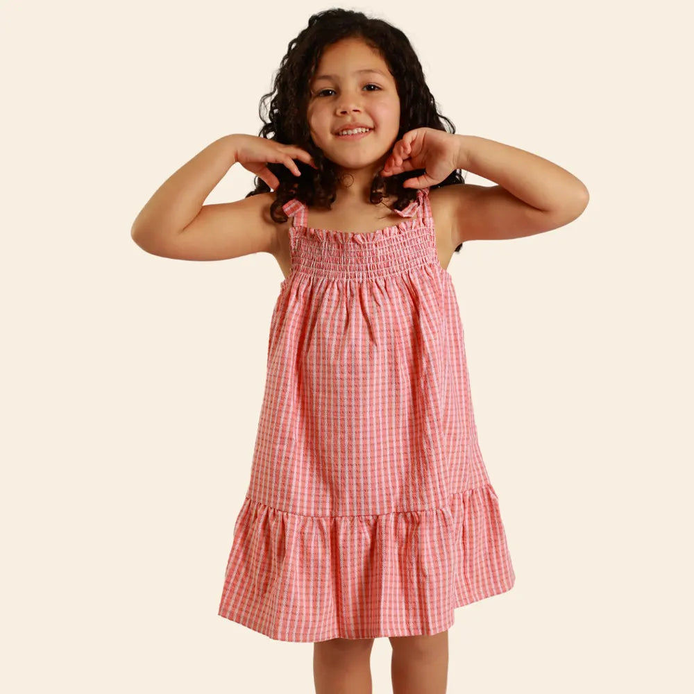 Robe Ania Rayée à Bretelles Nouées – Rose
