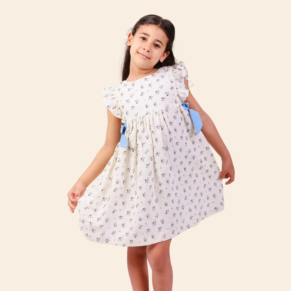 Vestido Loly Floral con Mariposas - Beige