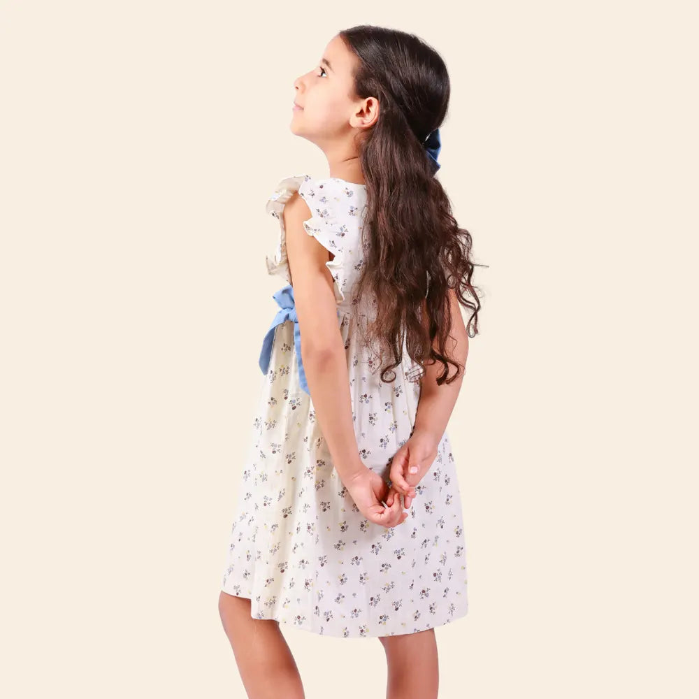 Vestido Loly Floral con Mariposas - Beige