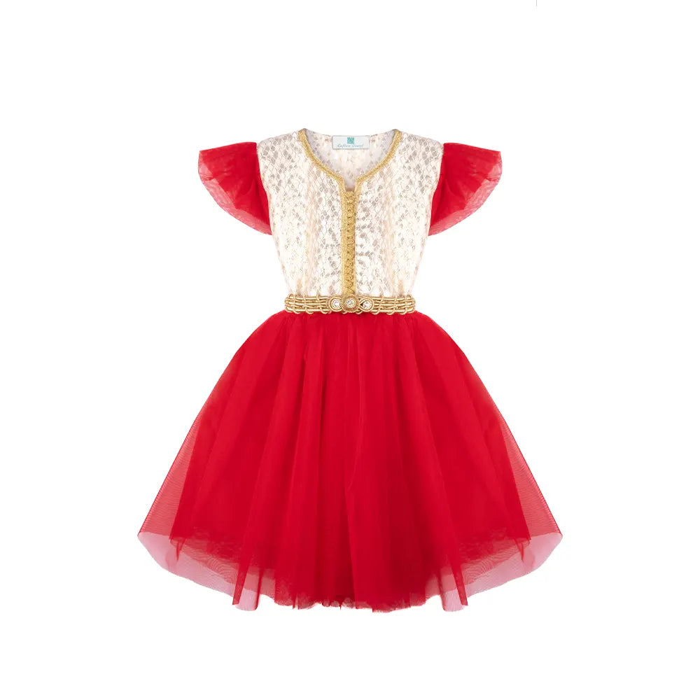 Girls' Caftan Dress - Cherry Red