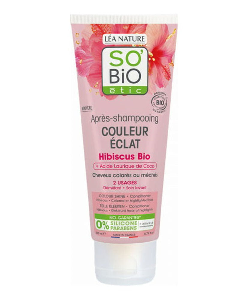 So Bio Après-Shampoing Cheveux Colorés ou Méchés à l'Hibiscus - 200ml