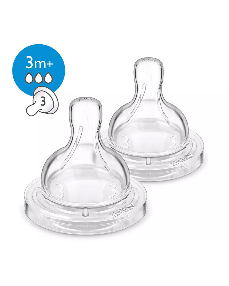 Avent 2 Tétines Classic Anti-Colic Débit Moyen 3M+