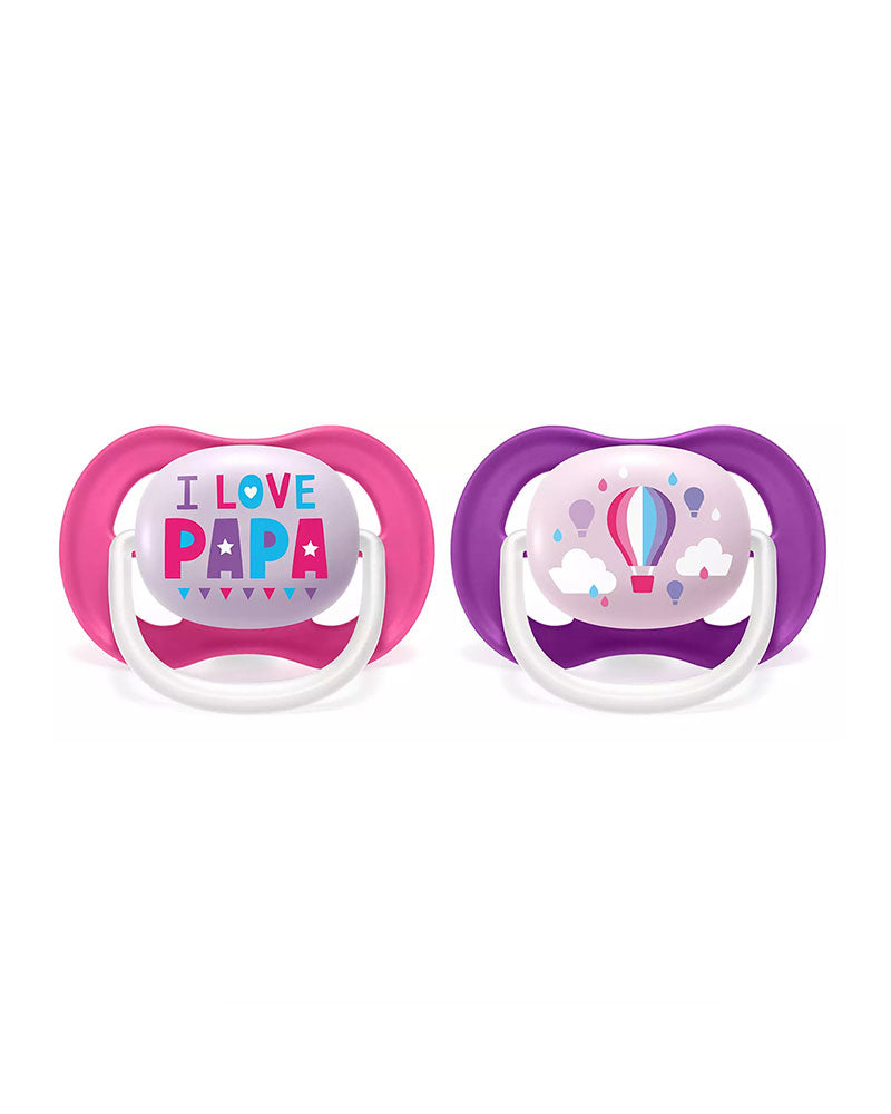 Avent Lot de 2 Sucettes Orthodontiques Ultra Air Happy 6-18m Fille