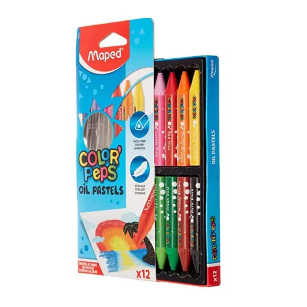 Maped Crayons de Cire Pastel à l’Huile en Boîte de 12