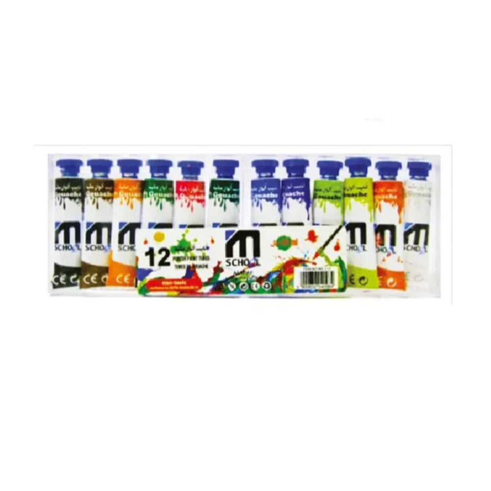 M.School Gouaches - 12 Tubes en Boîte Plastique