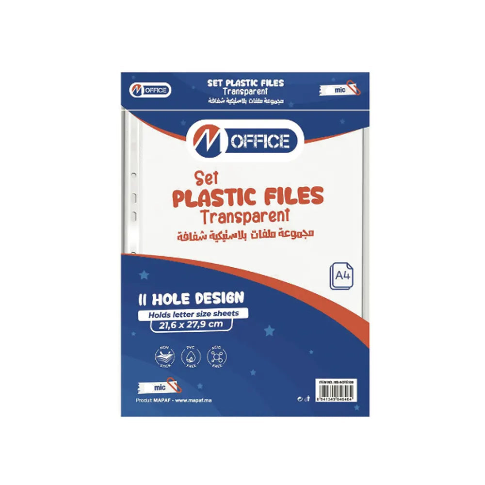 M.Office 100-Pack A4 Punched Pockets – 35 Microns