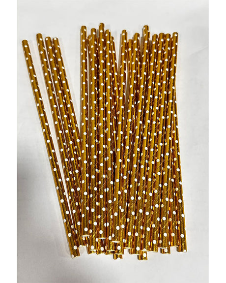 Pailles de papier jetable - Doré & Blanc