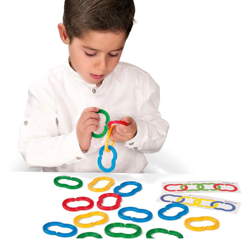 Miniland Chaînes d'Enfilage avec Cartes d'Activités - 60 Pièces - 2A+