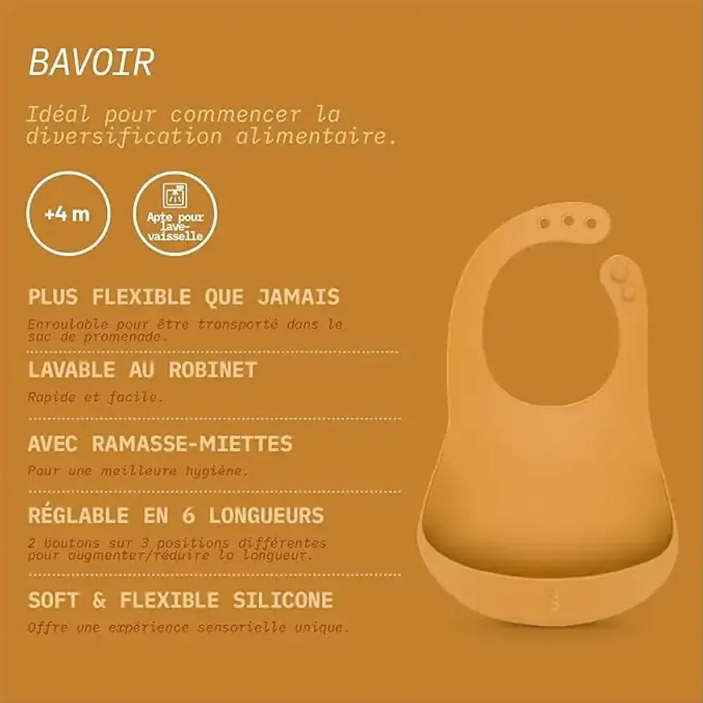 Suavinex Lot de 2 Bavoirs en Silicone 4m+ - Jaune & Gris