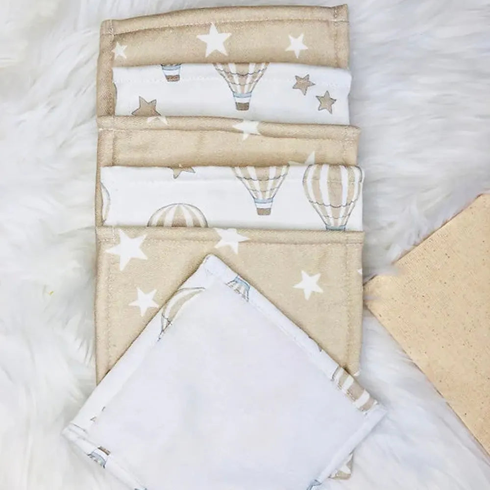 Babymat Set de 6 Toallitas de Tela - Globo Aerostático Beige