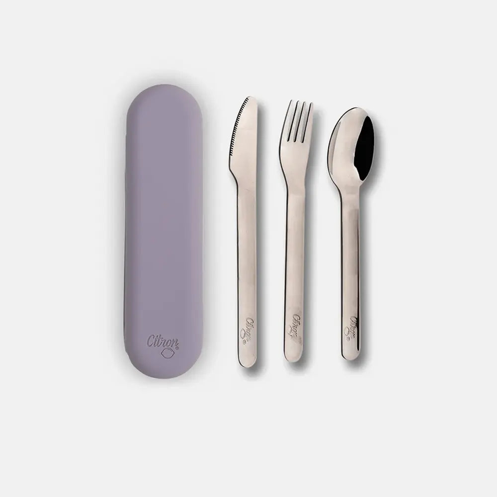 Citron Set de Couverts avec Étui en Silicone – Violet