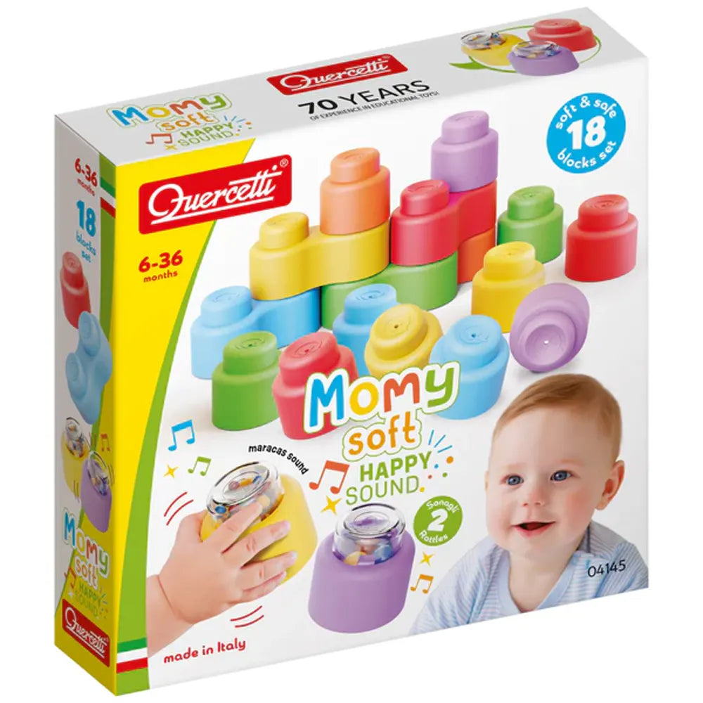 Quercetti Leggo Soft Happy Sound with Sound Rattles 18 Pieces - 6M+