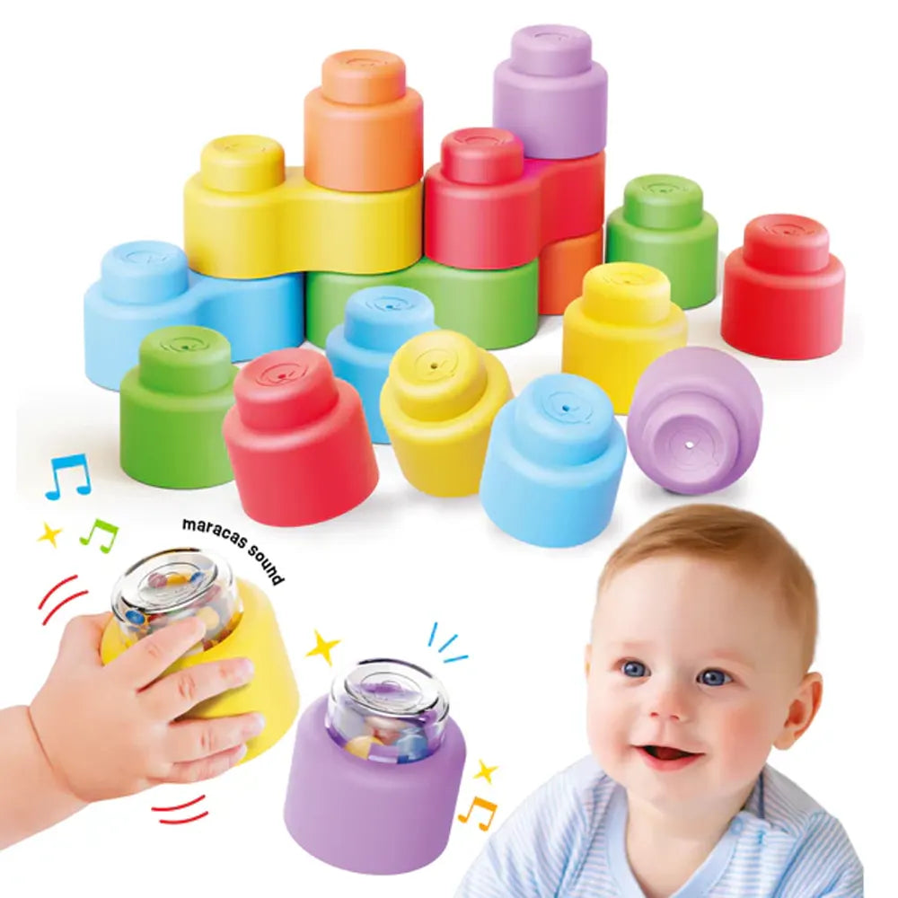 Quercetti Leggo Soft Happy Sound with Sound Rattles 18 Pieces - 6M+