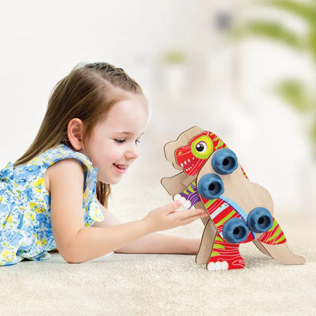 Quercetti Wooden Construction Game Dinosaur Assembly - 3Y+