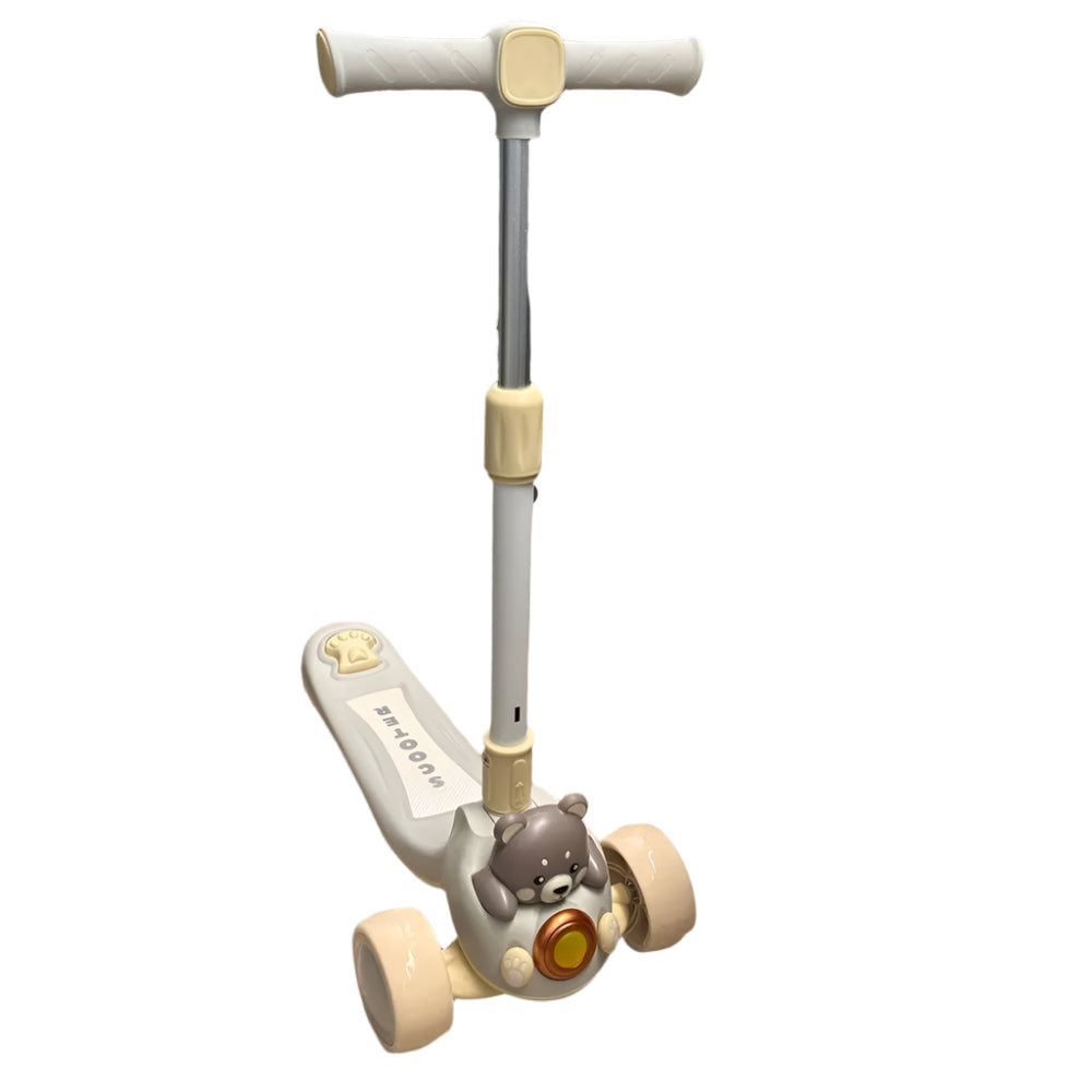 Trottinette Enfant à 3 Roues avec Ourson Gris Clair - 3A+
