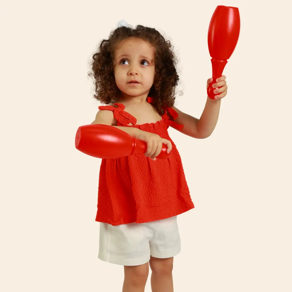 Túnica Lyn con tirantes anudados y efecto arrugado – Rojo