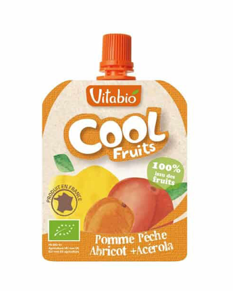 Vitabio COOL FRUITS Manzana Melocotón y Albaricoque de Occitania 4x 90g