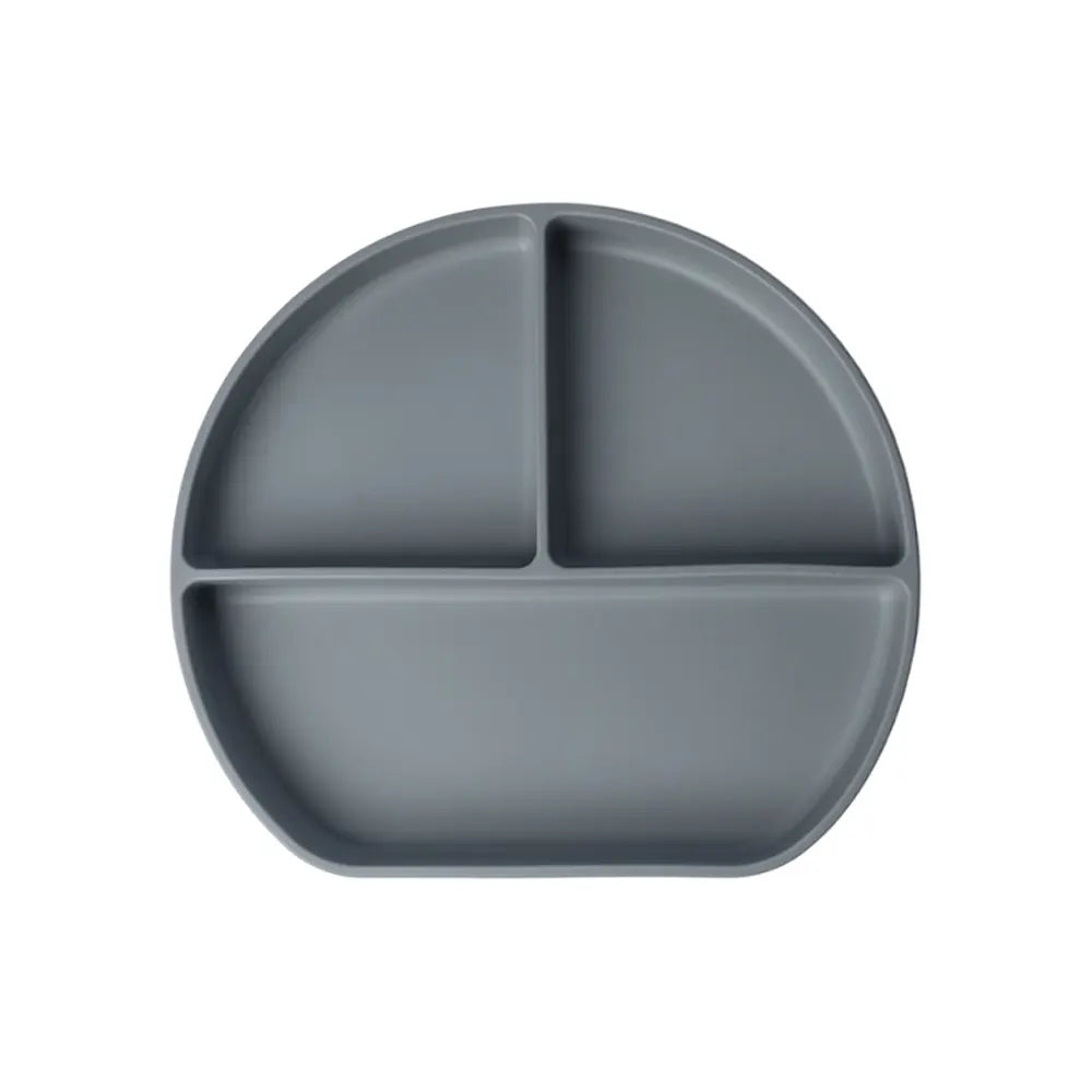 YUMMY Assiette en Silicone Multi-Compartiments avec Ventouse Gris – 4M+